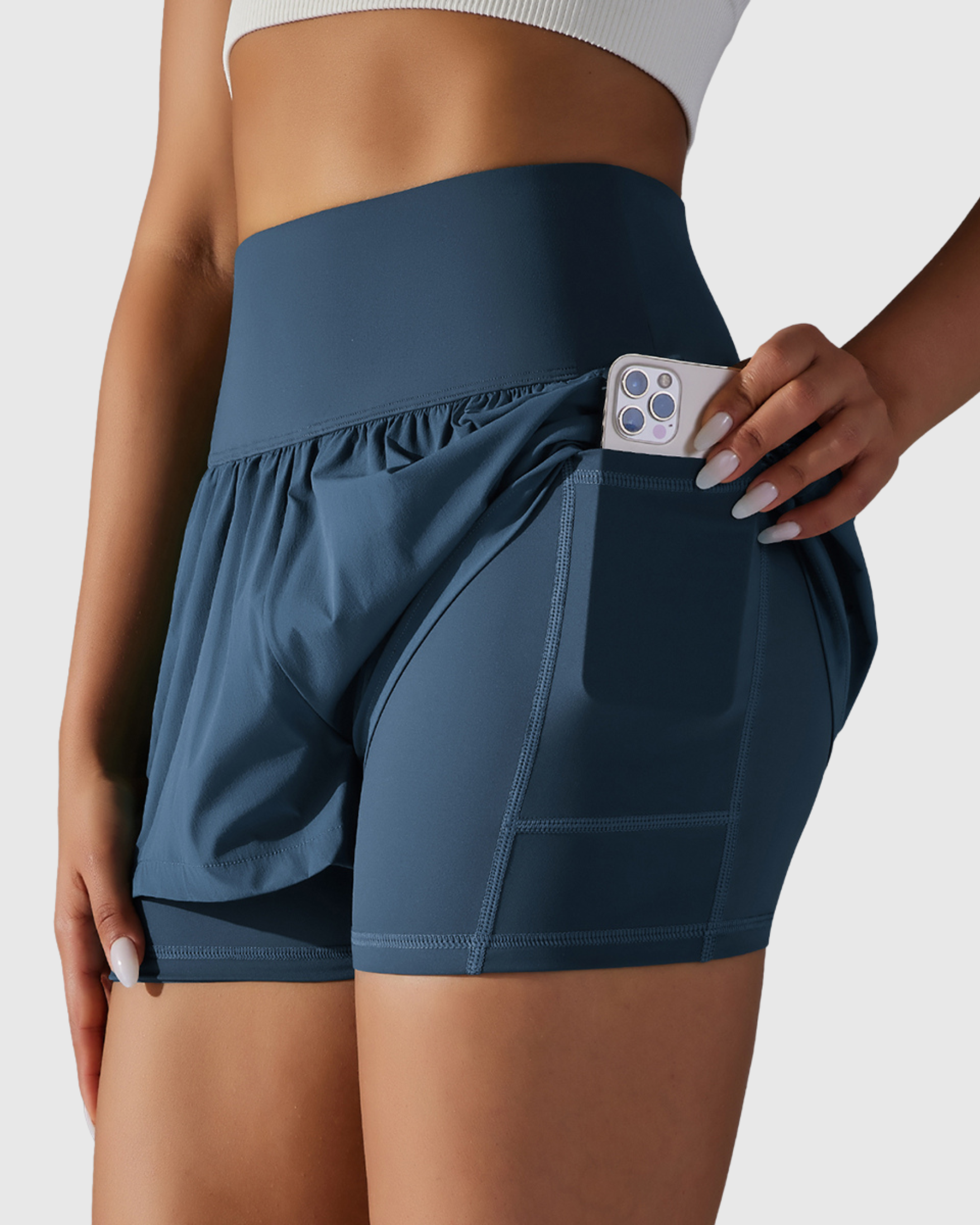 Short Azul Marinho Fitness 2 In 1 Tauranga Feminino