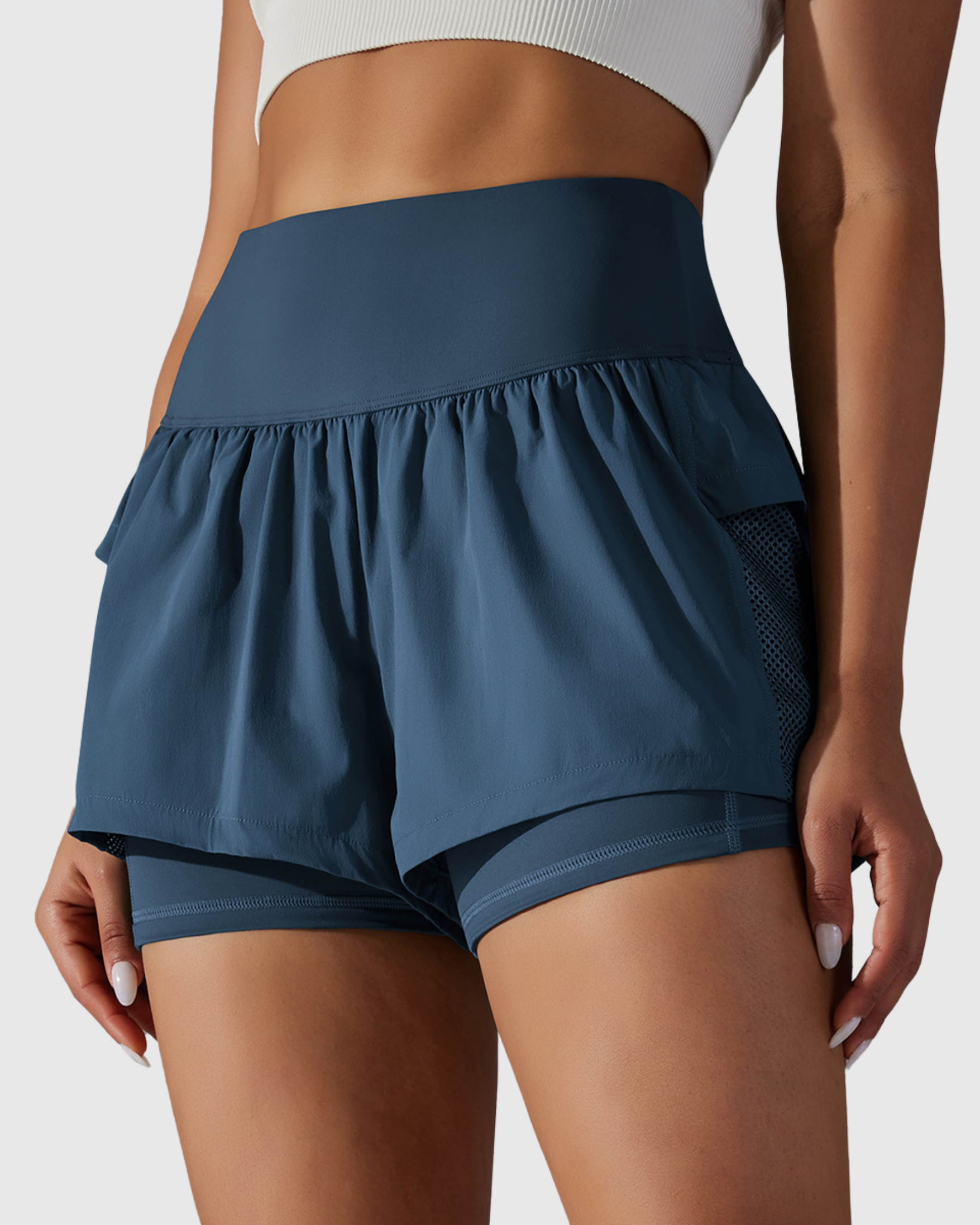 Short Azul Marinho Fitness 2 In 1 Tauranga Feminino