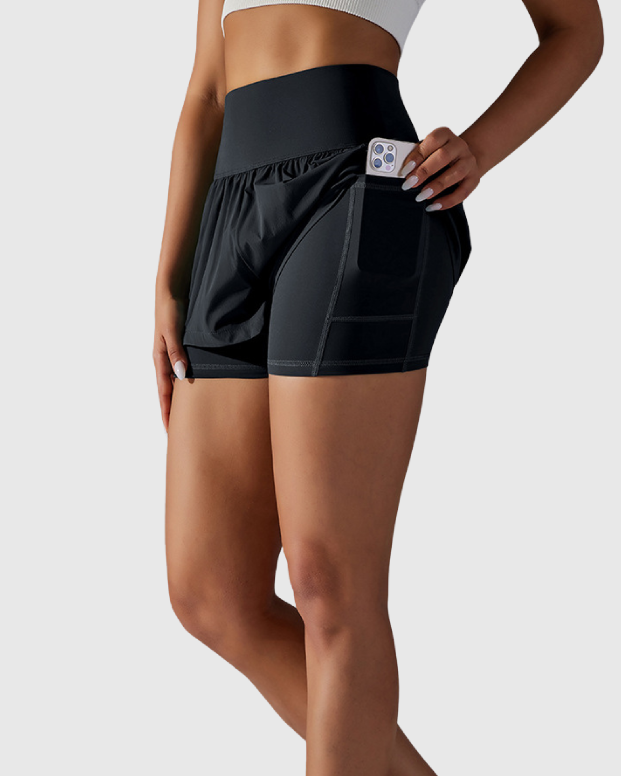 Short Preto Fitness 2 In 1 Tauranga Feminino