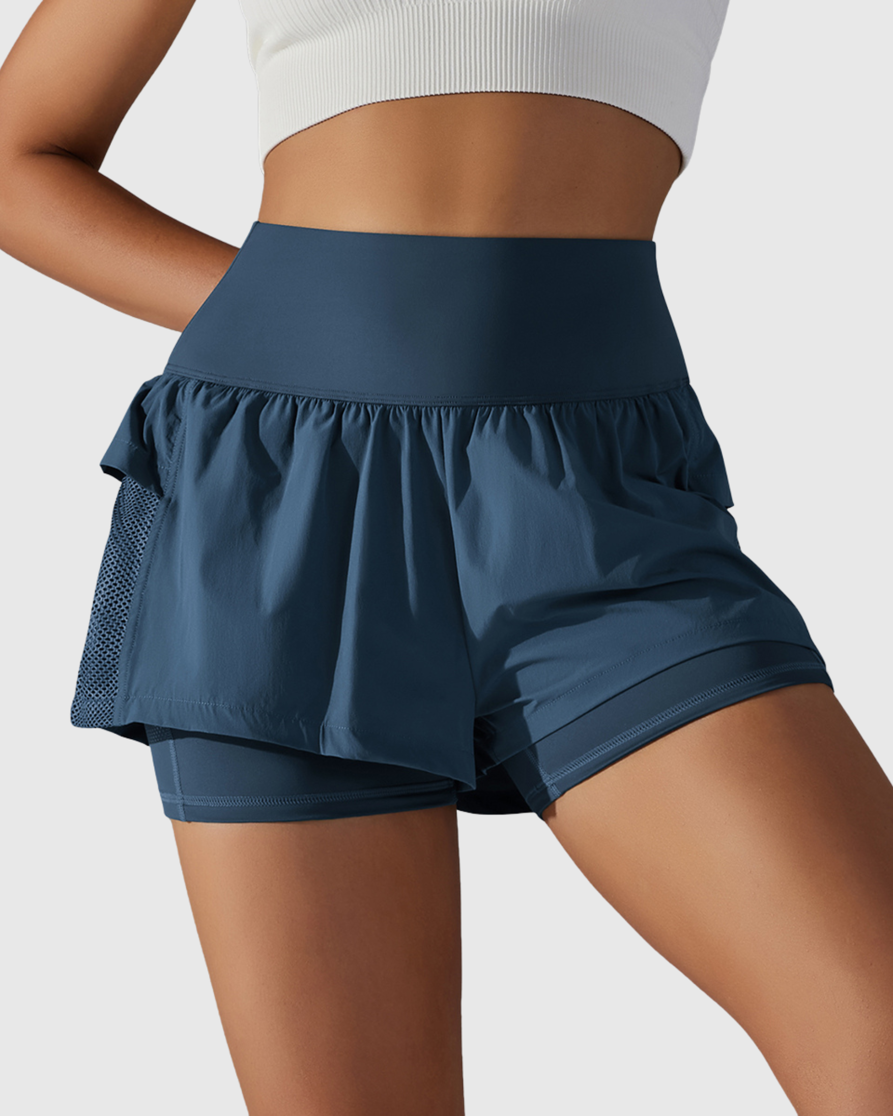 Short Azul Marinho Fitness 2 In 1 Tauranga Feminino