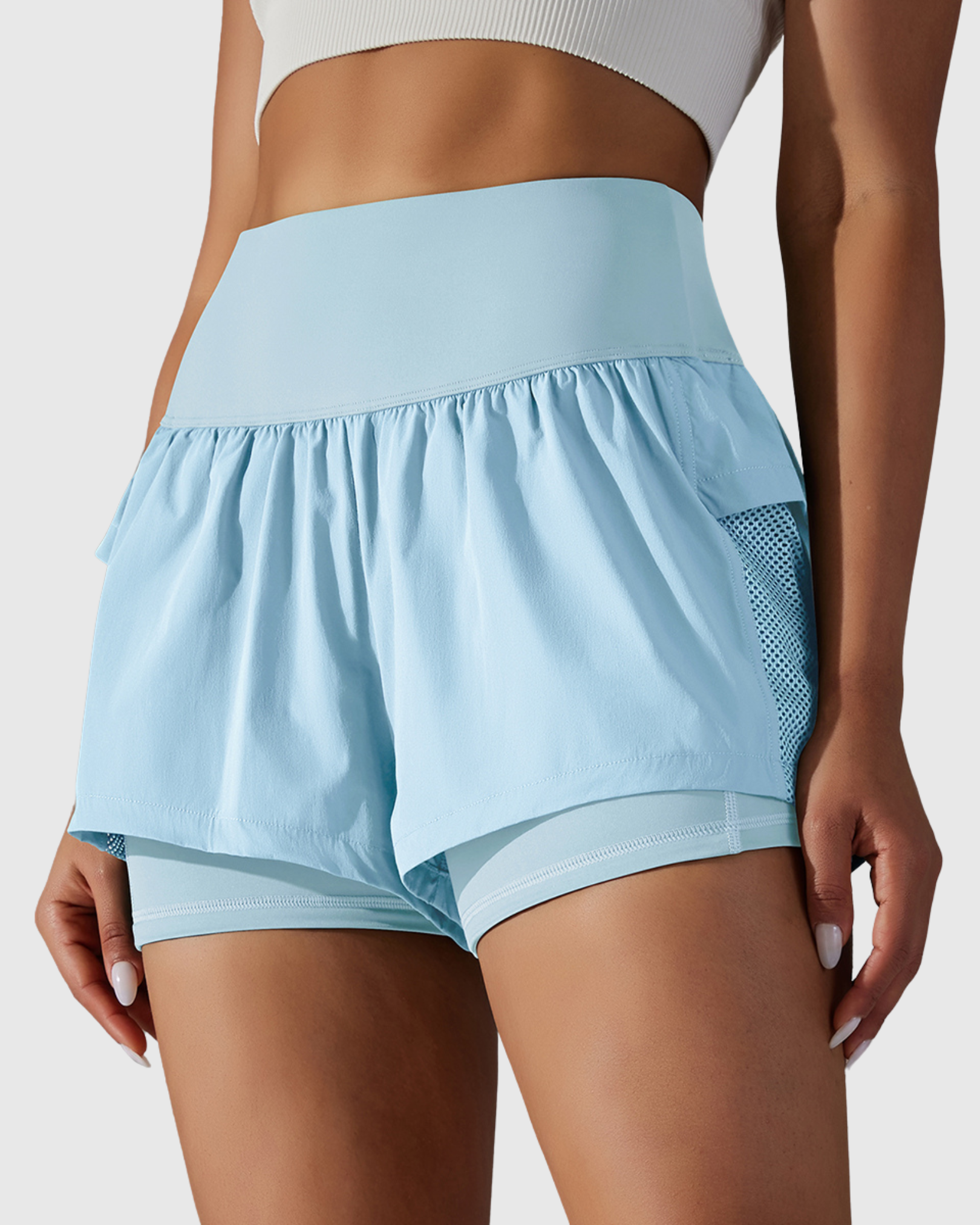 Short Azul Claro Fitness 2 In 1 Tauranga Feminino