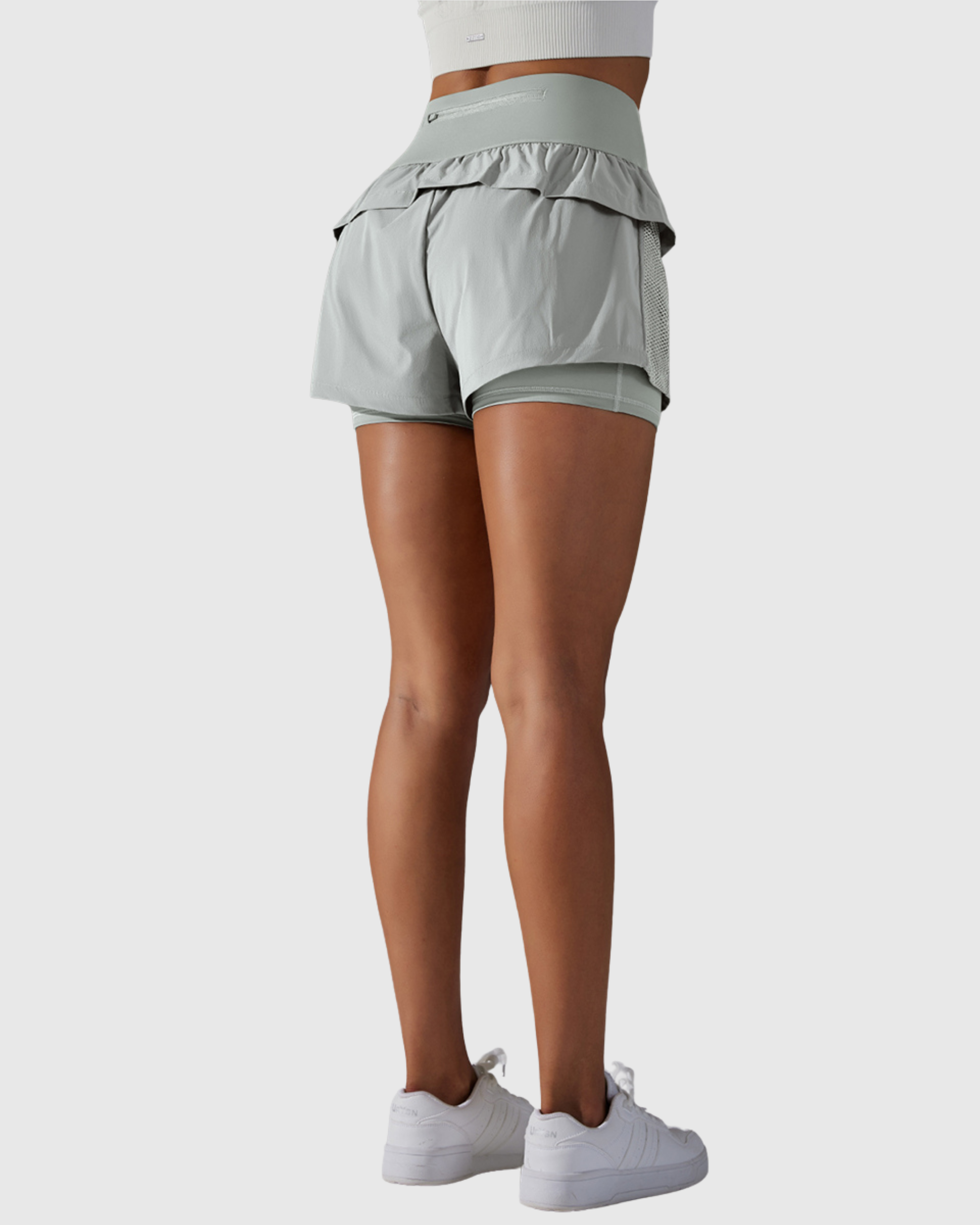 Short Cinza Claro Fitness 2 In 1 Tauranga Feminino