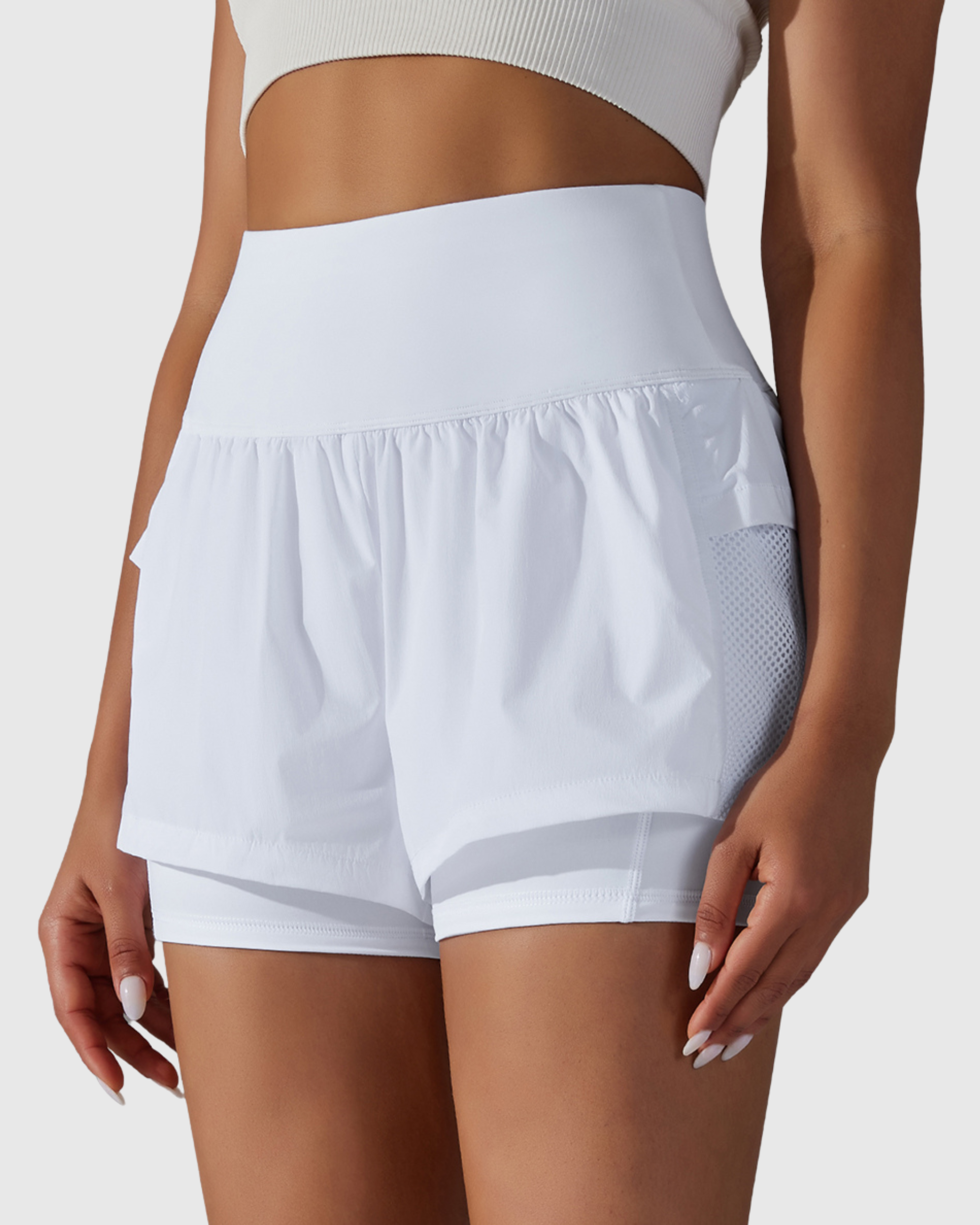 Short Branco Fitness 2 In 1 Tauranga Feminino