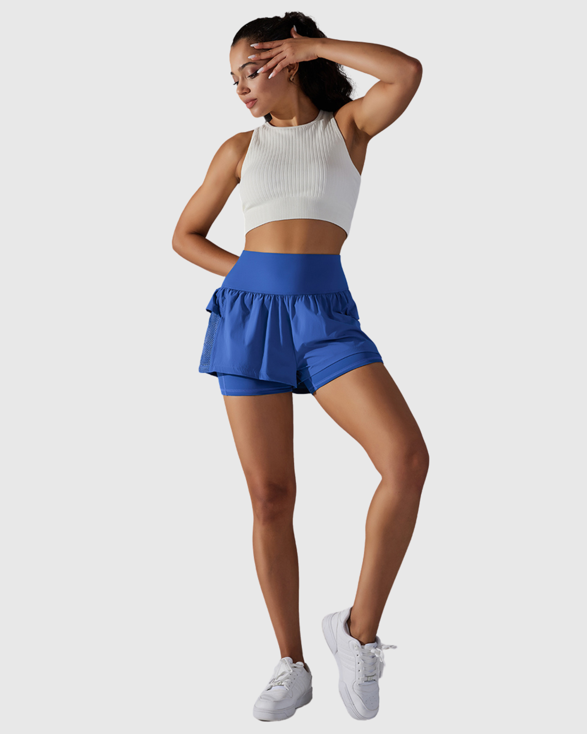 Short Azul Fitness 2 In 1 Tauranga Feminino