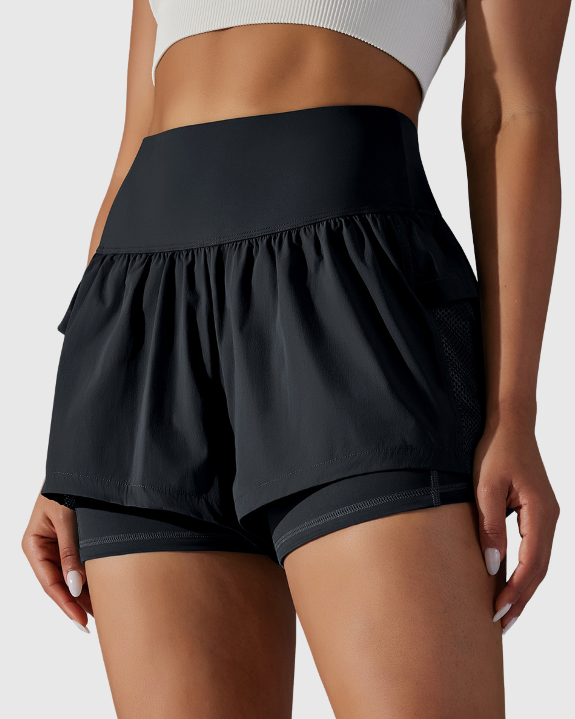 Short Preto Fitness 2 In 1 Tauranga Feminino