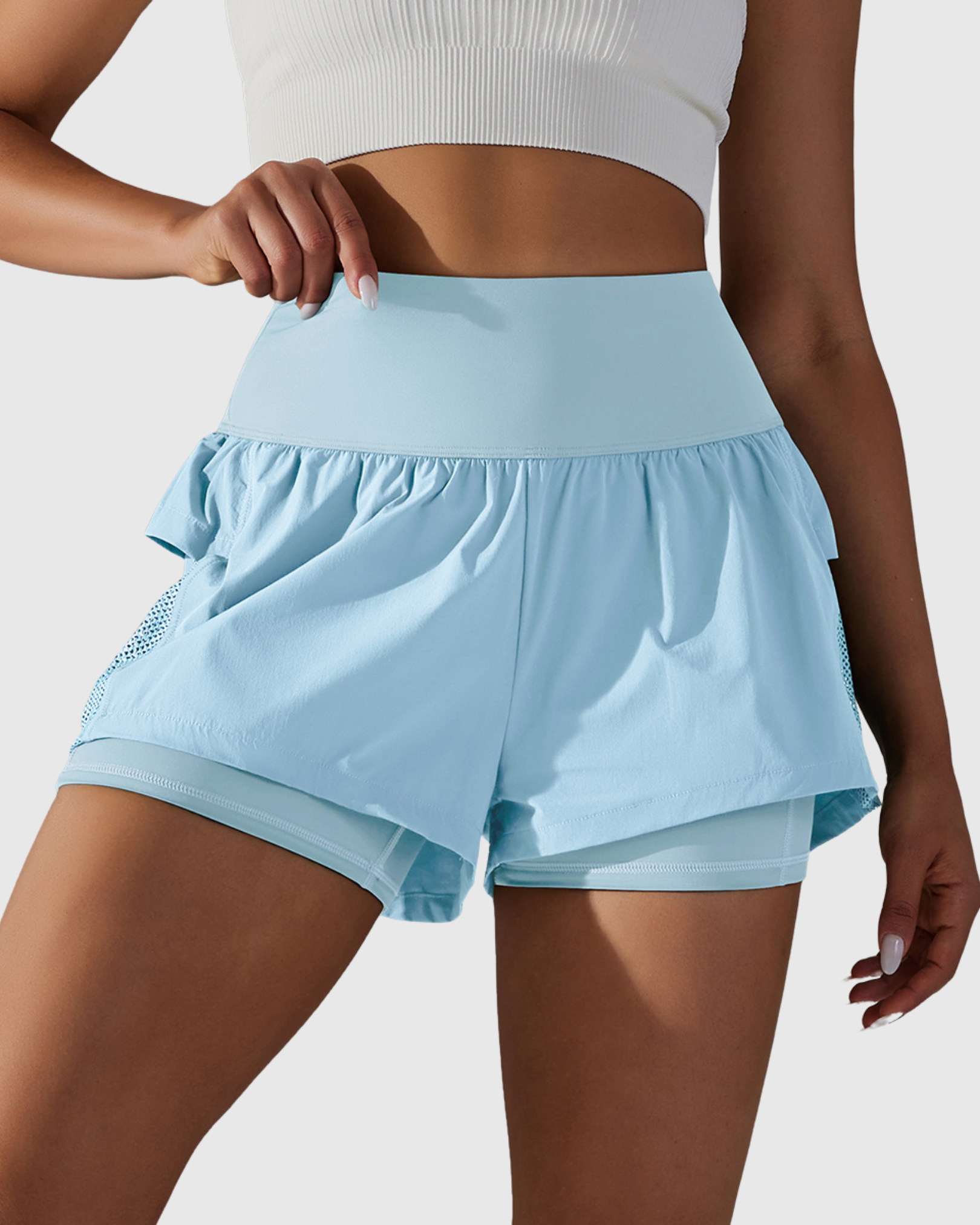 Short Azul Claro Fitness 2 In 1 Tauranga Feminino