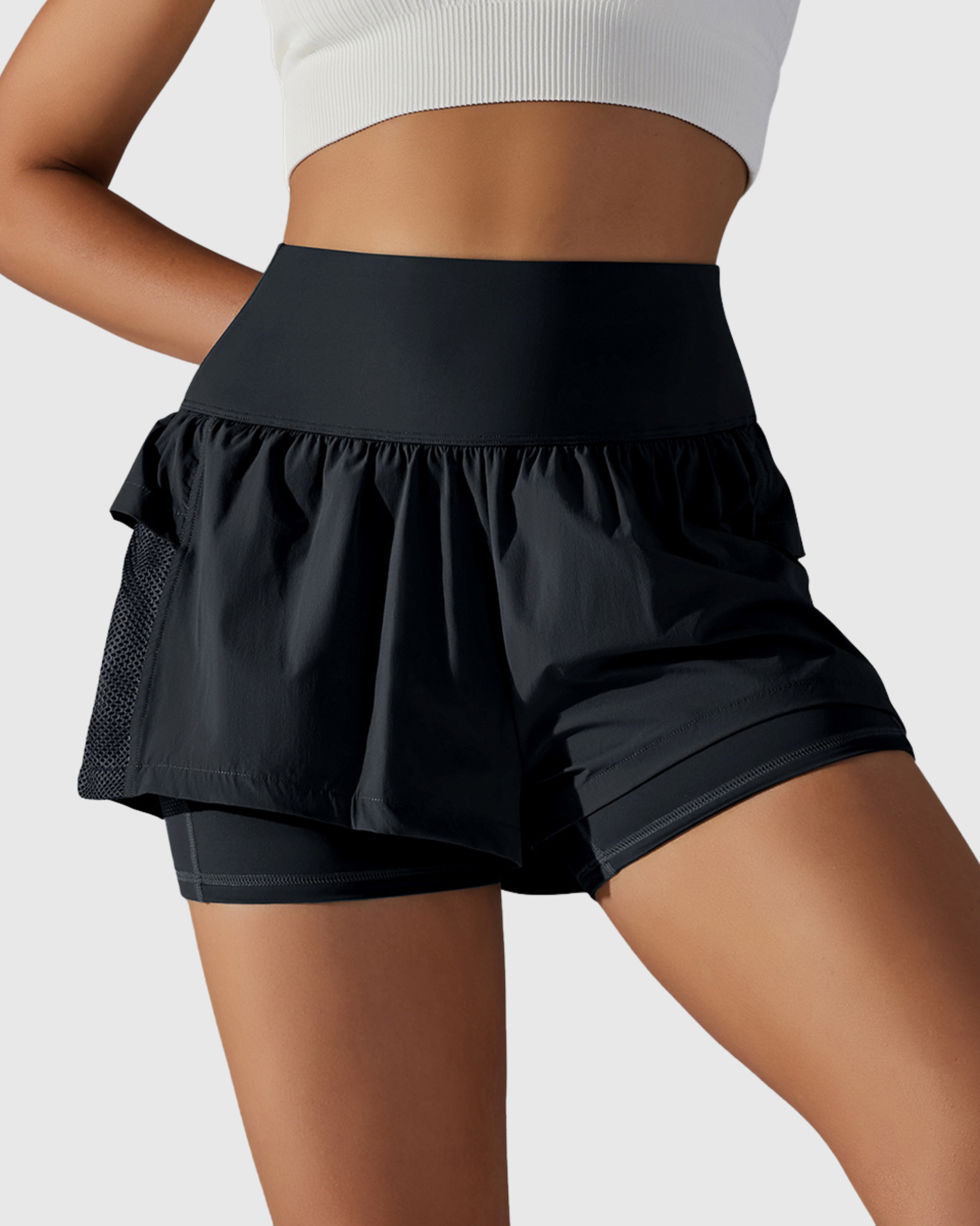 Short Preto Fitness 2 In 1 Tauranga Feminino