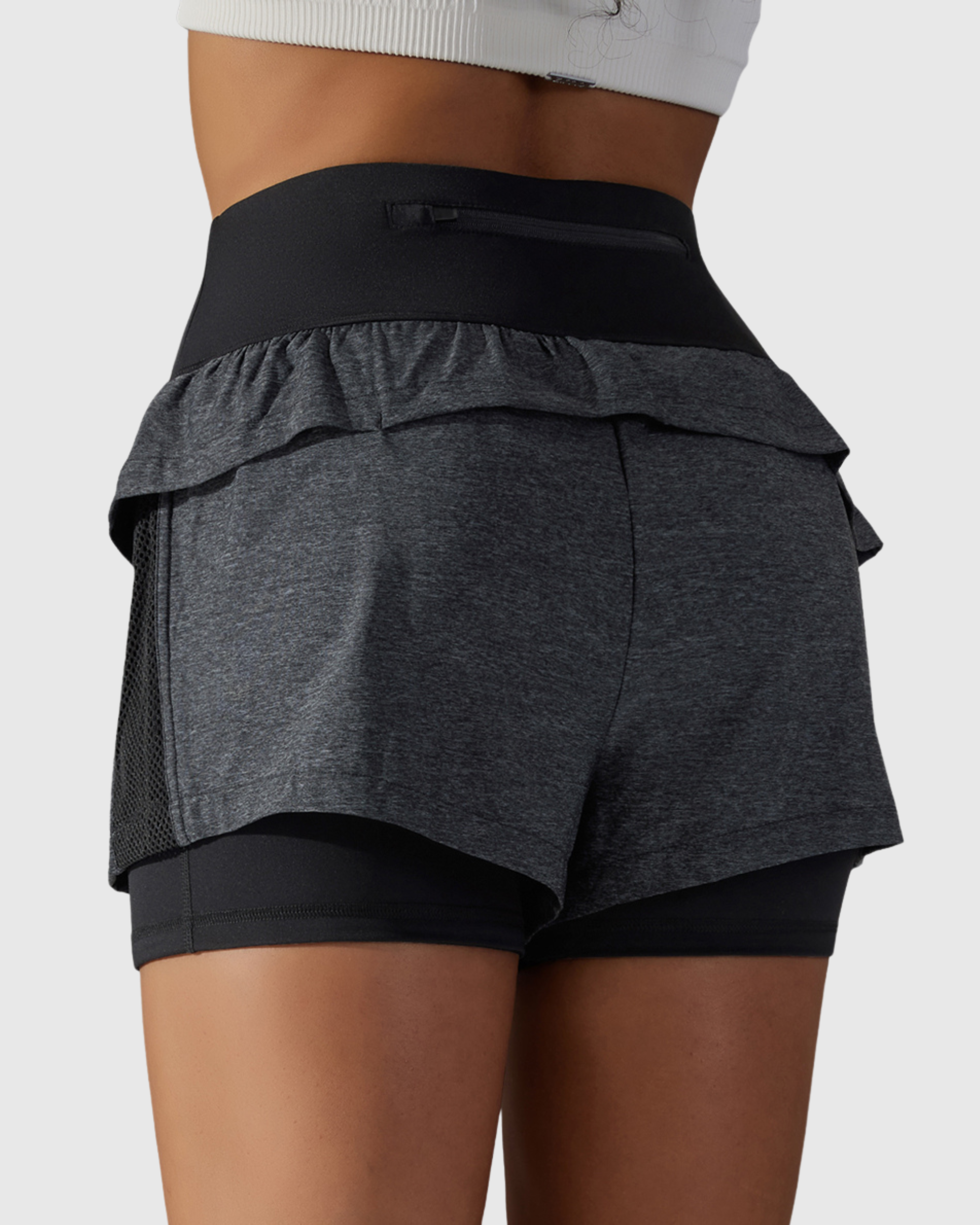 Short Cinza Escuro Fitness 2 In 1 Tauranga Feminino