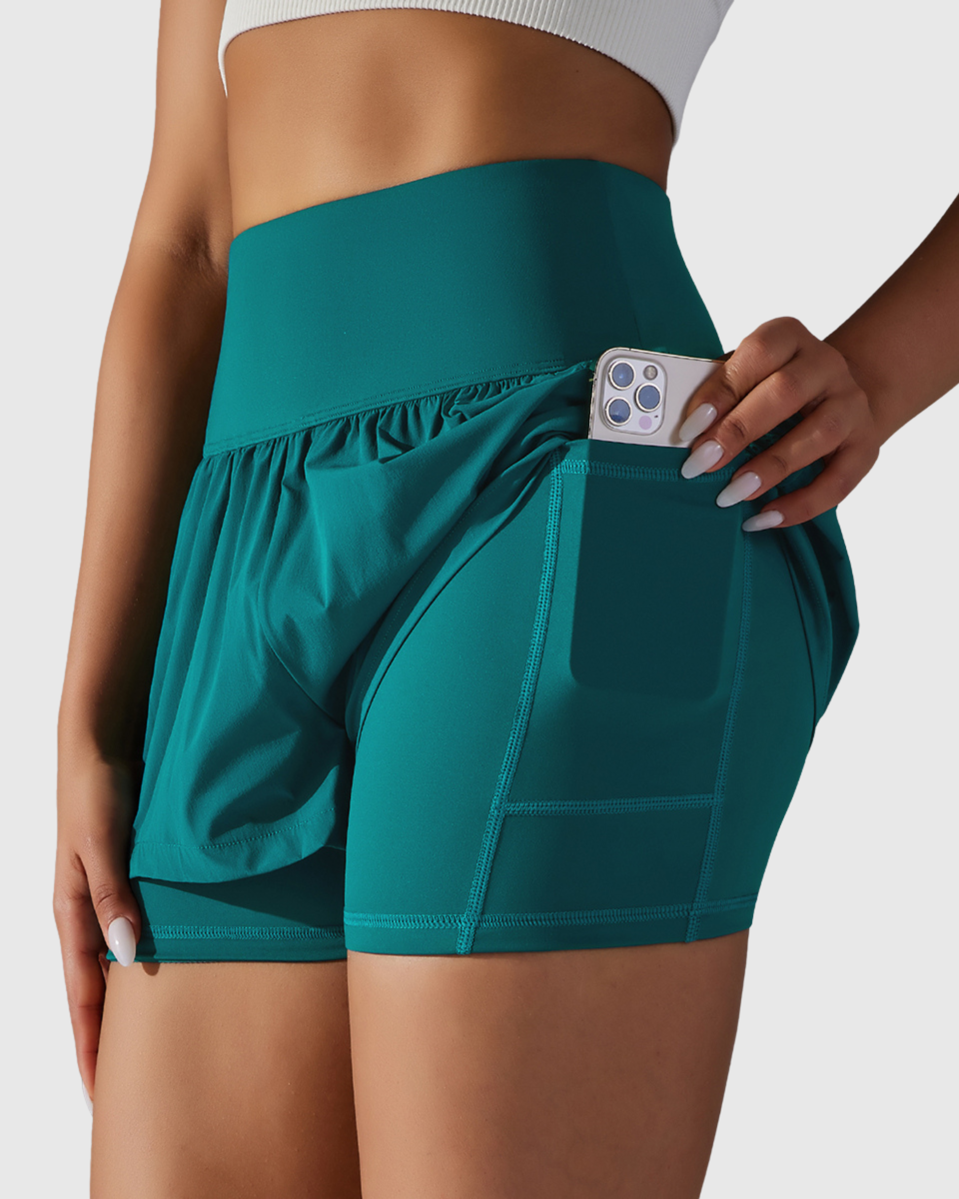 Short Verde Escuro Fitness 2 In 1 Tauranga Feminino