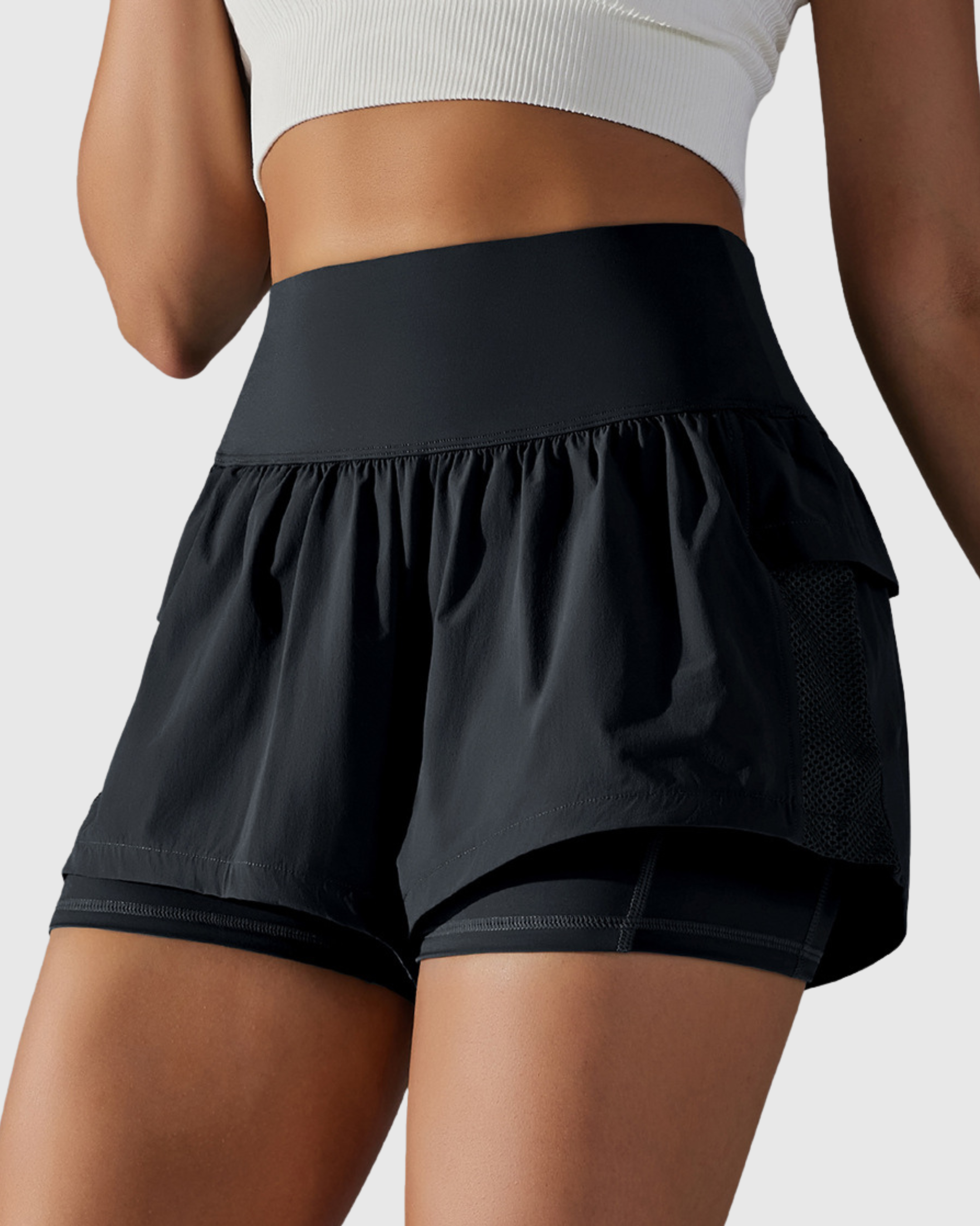 Short Preto Fitness 2 In 1 Tauranga Feminino